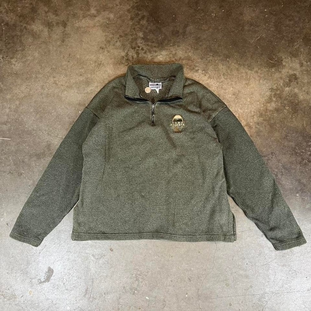 Vintage 80s camp Sherman Oregon green quarter zip fleece sweatshirt mens M
